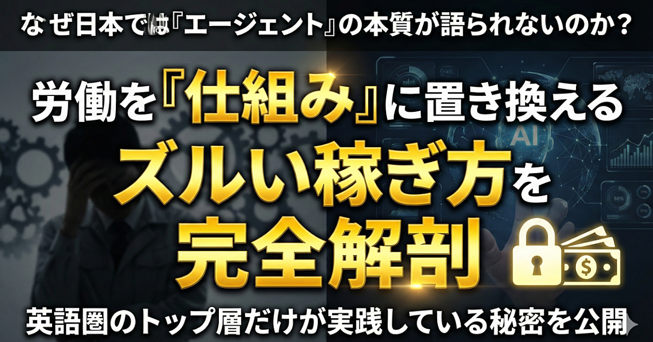 「労働を『仕組み』に完全置換する：日本人が知らないAIエージェントの本質と、英語圏のトップ層が実践する『ズルい』資産構築術」