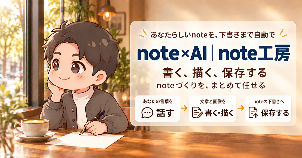 note×AI|note工房|あなたらしいnoteを、下書きまで自動でのアイキャッチ画像