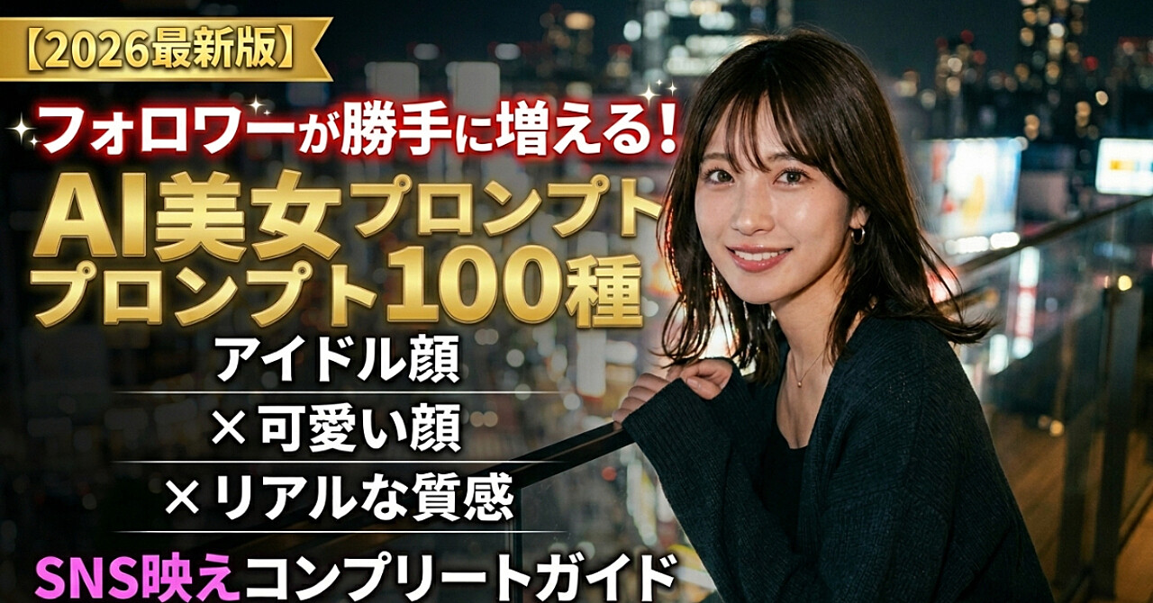 フォロワーが勝手に増える！アイドル風顔×可愛い顔×リアル質感・AI美女プロンプト完全攻略100種類【SNS映え特化・2026最新版】