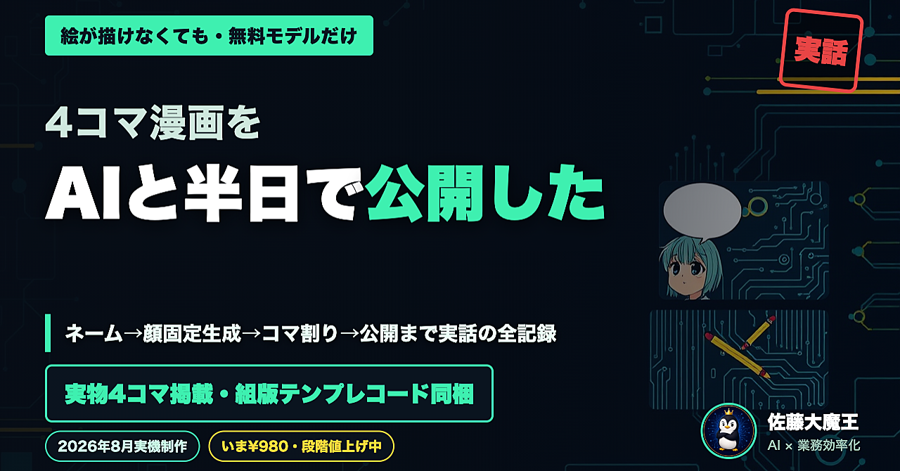絵が描けないまま4コマ漫画を公開した|ネームから投稿までAIと半日のアイキャッチ画像