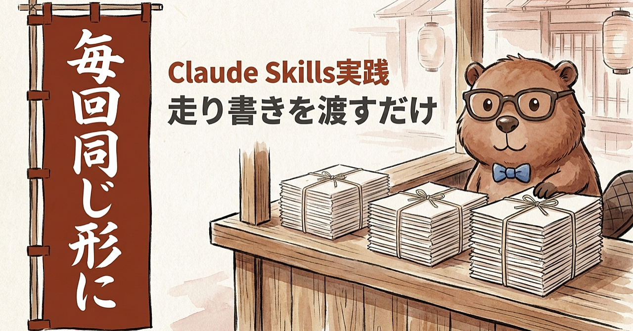 【Claude Skills実践】メール返信も日報も、走り書きを渡すだけで毎回同じ形に仕上げるのアイキャッチ画像