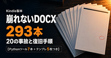 崩れない製本DOCXの作り方【Pythonツール7本＋テンプレ5枚つき】── Kindle用に293本組んで残った、20の事故と復旧手順