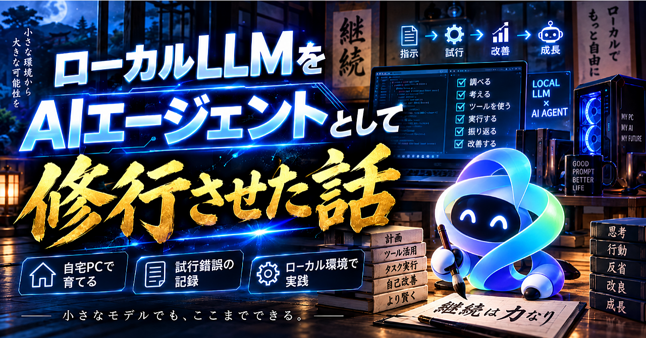 ローカルLLMをAIエージェントとして修行させた話のアイキャッチ画像