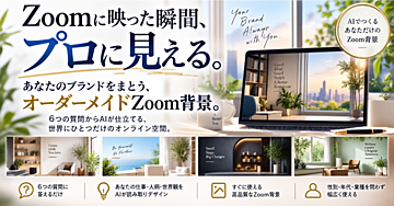 あなたのブランドをまとう、オーダーメイドZoom背景。6つの質問からAIが仕立てる、世界にひとつだけのオンライン空間。