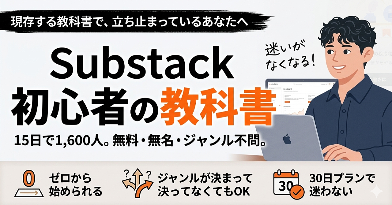 【無名・無料・ジャンル不問】Substackを15日で1,600人にした、初心者のための再現ロードマップ