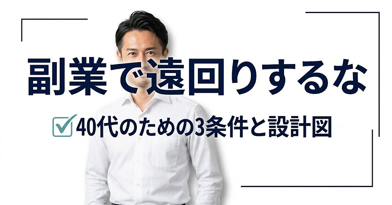 【40代会社員向け】副業で遠回りしない完全ガイド｜時間がない人が「最初の1円」を最短で稼ぐ唯一の方法