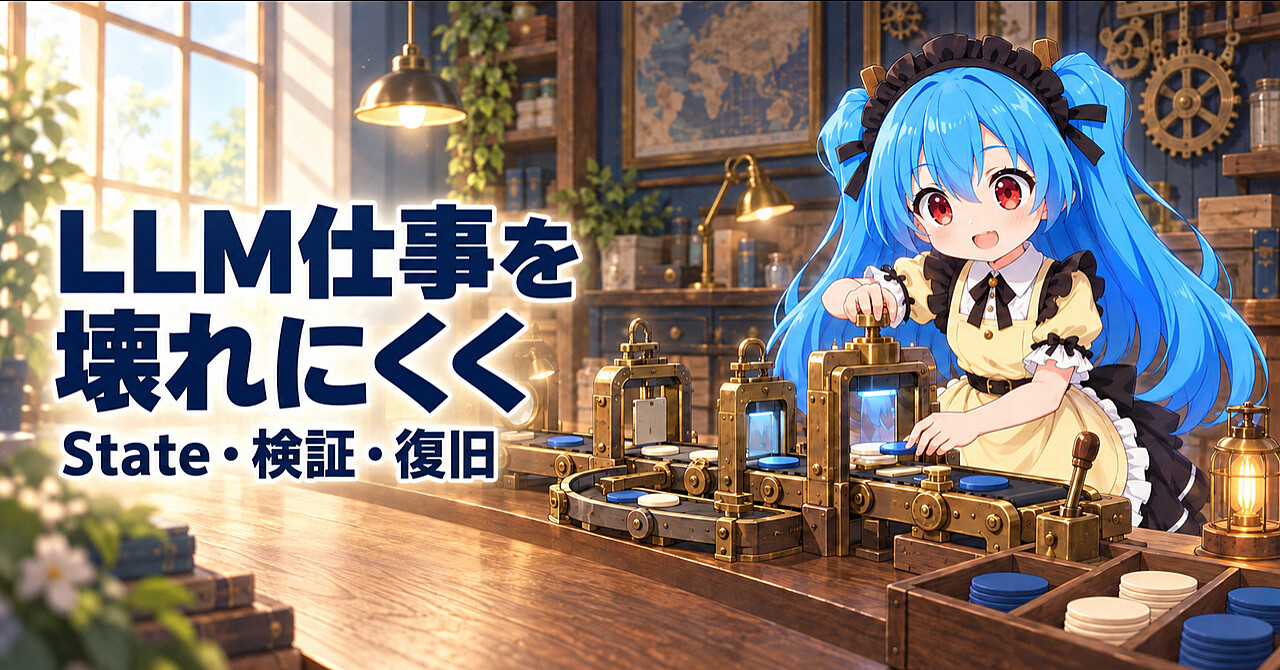 【LLM実務運用】「良い回答」を引くゲームから卒業する――State・検証・復旧でAI仕事を壊れにくくするのアイキャッチ画像