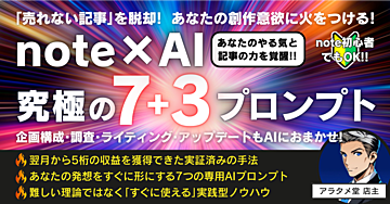 【プロンプトを強化!!】「売れない記事」から脱出し、創作意欲に火をつける!AI×note 究極の7+3プロンプト