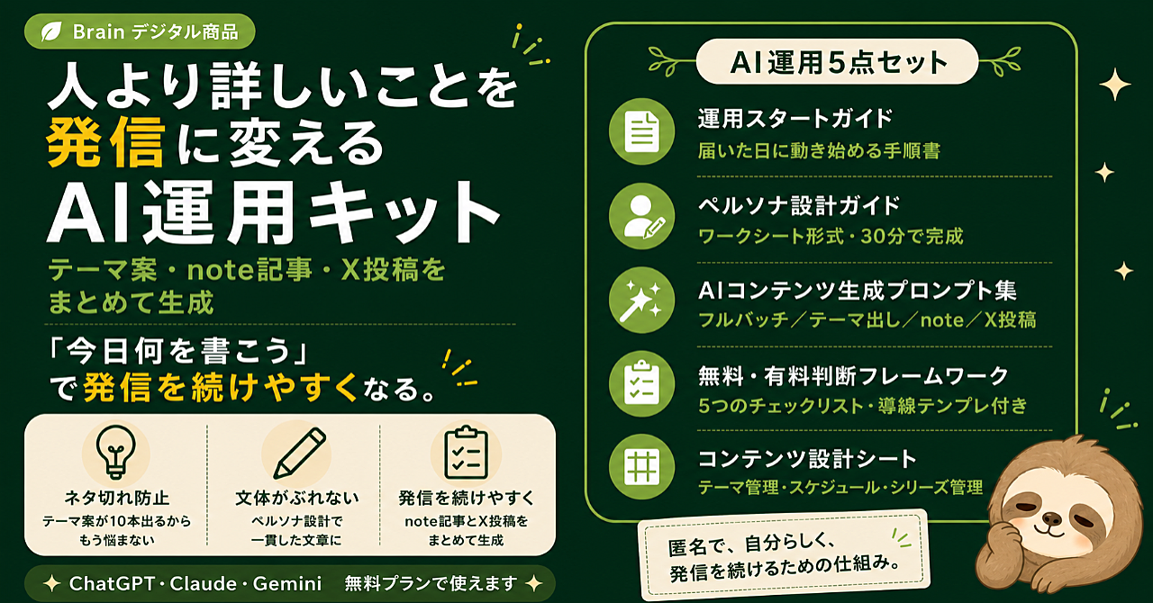 人より詳しいことを発信に変えるAI運用キット｜note記事・X投稿をまとめて生成