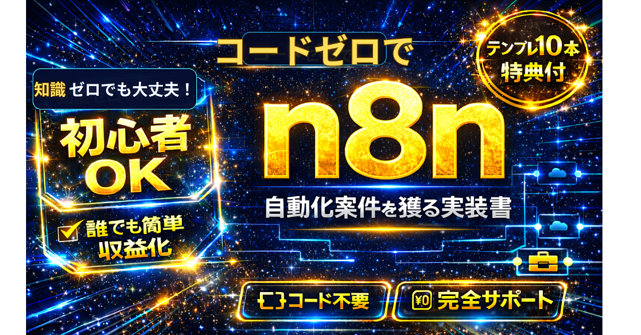 コードゼロで自動化案件を獲るn8n実装書【初心者版】