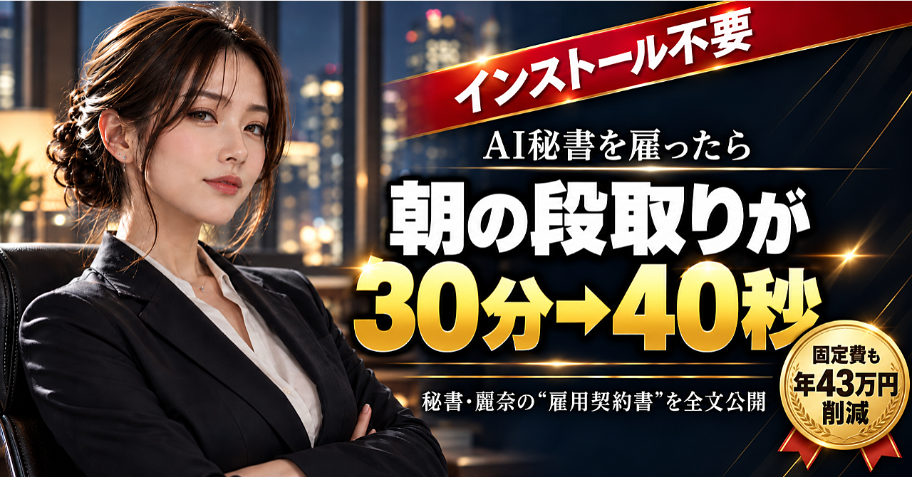 【非エンジニアでもできる】AI秘書の作り方|「今日は?」の一言で、朝の段取りが30分→40秒に。インストール不要のアイキャッチ画像