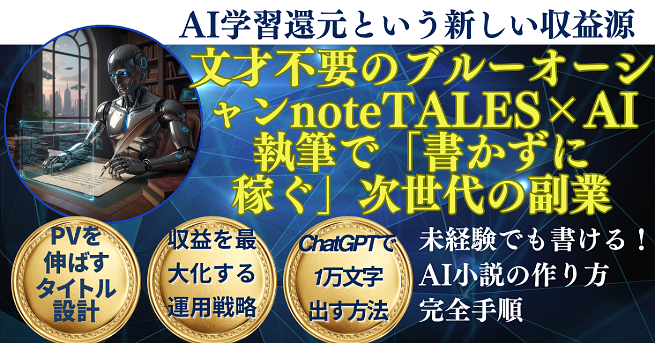 文才不要のブルーオーシャン！noteTALES×AI執筆で「書かずに稼ぐ」次世代の副業