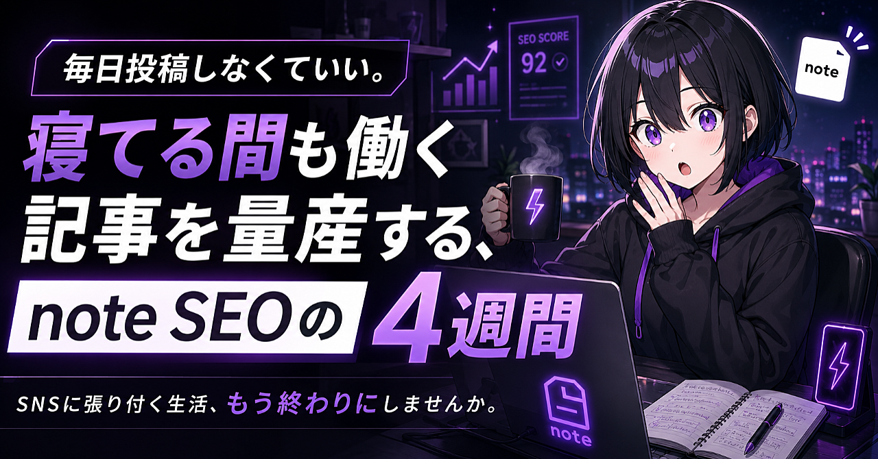 【毎日投稿しなくていい】寝てる間も働く記事を量産する、note SEOの4週間。