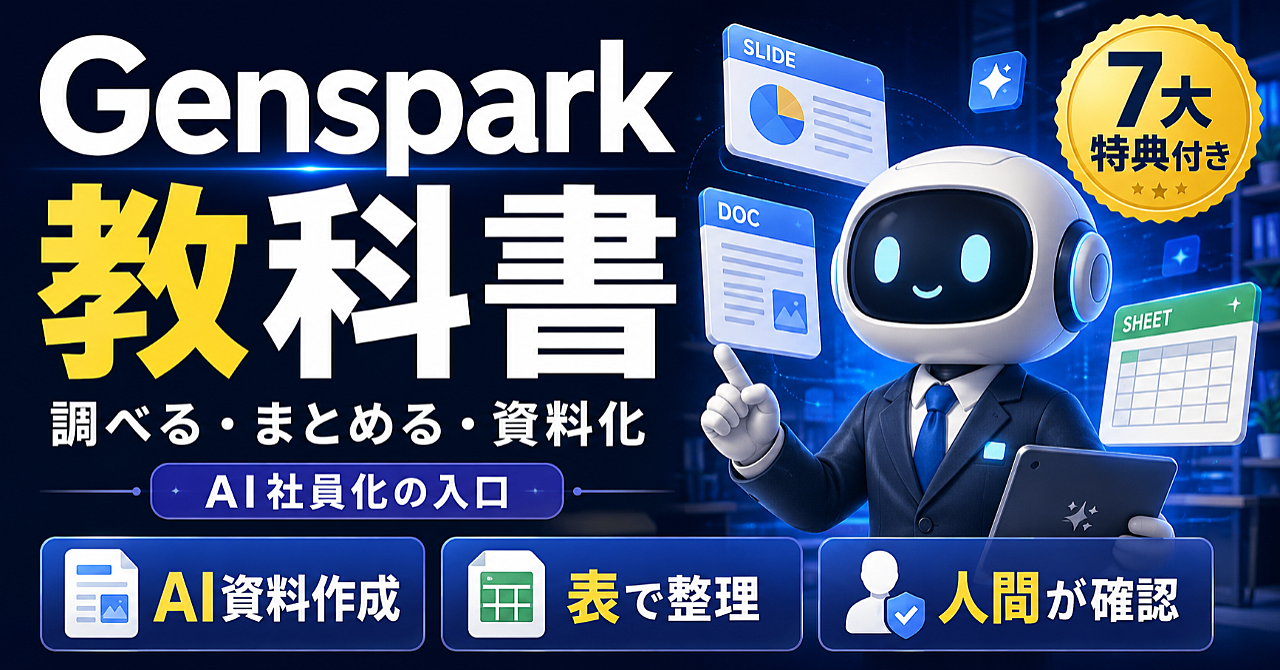 【知識ゼロ歓迎】Gensparkの教科書｜調べる・まとめる・資料化するAI仕事術の全手順