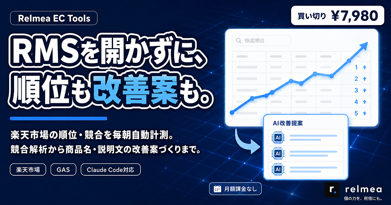 【楽天市場】検索順位モニタリング＋AI商品SEO最適化エンジン