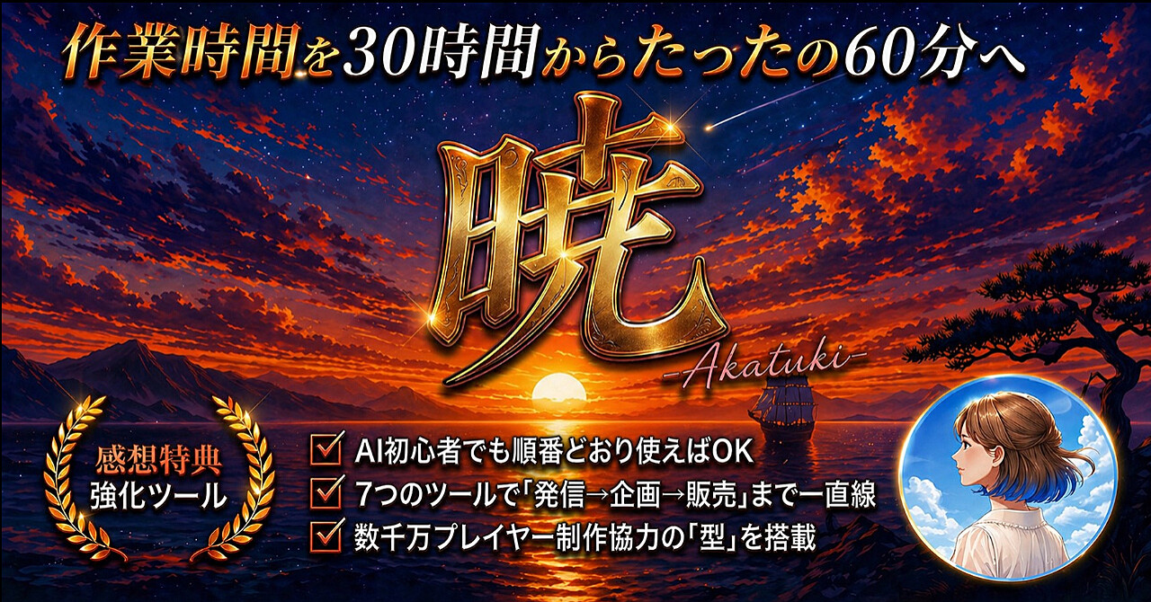 - 暁 - (Akatuki)
作成時間を30時間からたったの60分へ～SNS運用オールインワンツールボックス