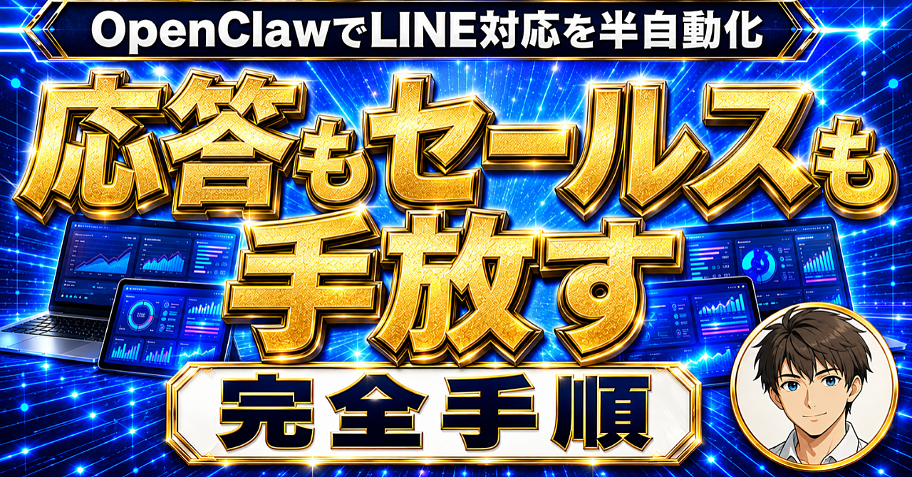 OpenClawでLINE対応を半自動化して応答もセールスも手放す完全手順のアイキャッチ画像