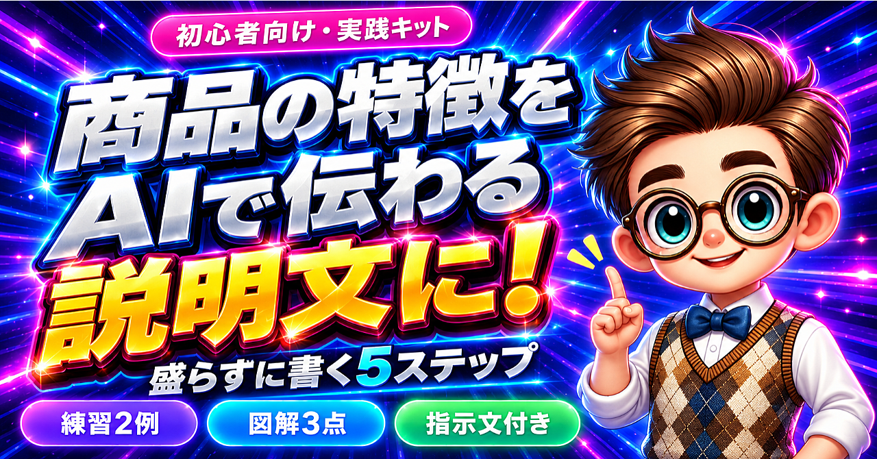 AIで商品の特徴を伝わる説明文に|誇張せずに書く5ステップのアイキャッチ画像