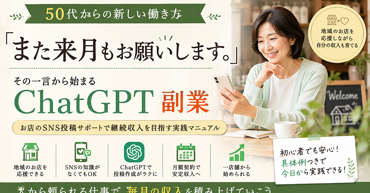「また来月もお願いします。」その一言から始まるChatGPT副業