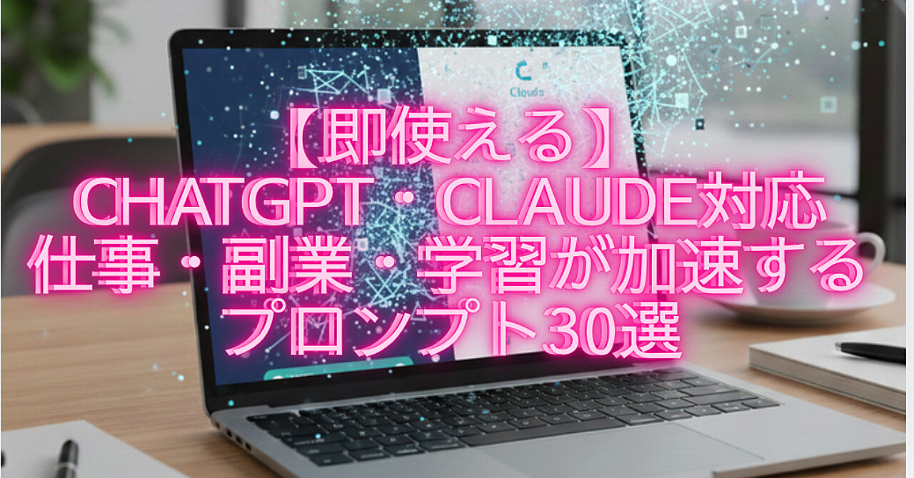 【即使える】ChatGPT・Claude対応｜仕事・副業・学習が加速するプロンプト30選

