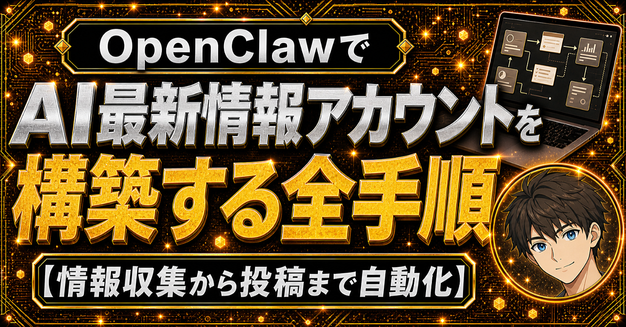 OpenClawでAI最新情報アカウントを構築する全手順【情報収集から投稿まで自動化】のアイキャッチ画像