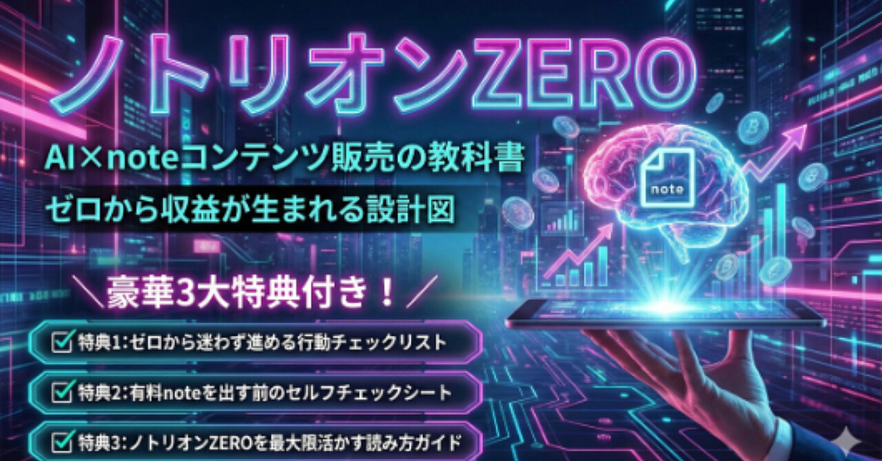 ノトリオンZERO【AI×noteコンテンツ販売の教科書】ゼロから収益が生まれる「設計図」