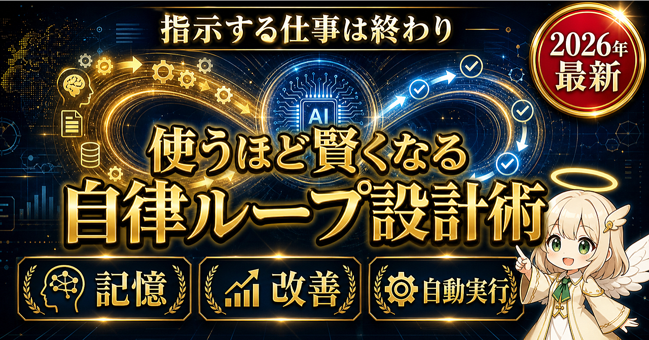 【2026年最新】AIに「指示する仕事」はもう終わり——Claude Codeで作る"使うほど賢くなる"自律ループ設計術のアイキャッチ画像