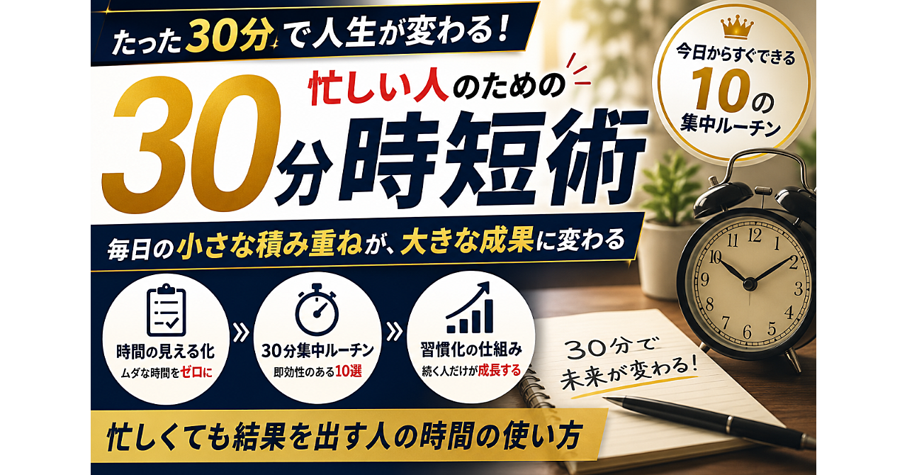 たった３０分で仕事が片づく！超時短ライフハック完全ガイド