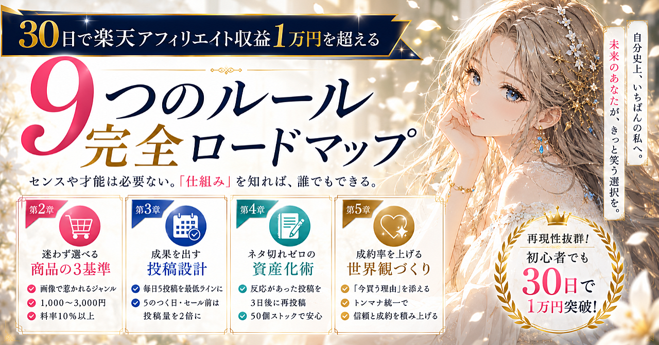 初心者が30日で楽天アフィリエイト1万円を超えた9つのルール