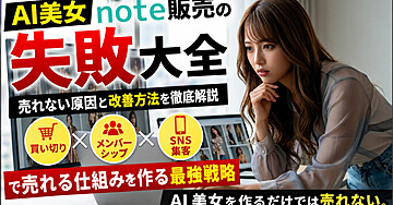 AI美女note販売の失敗大全｜売れない原因と改善方法を徹底解説。。買い切り×メンバーシップ×SNS集客で売れる仕組みを作る最強戦略 AI美女を作るだけでは売れない。