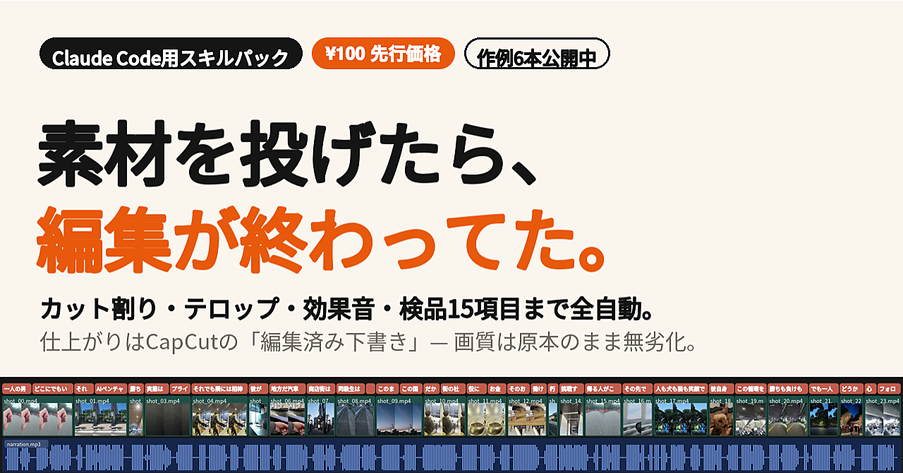 【100円】素材を投げたら、編集が終わってた。CapCut下書きを自動生成する「リール自動編集パック」（作例6本公開中）