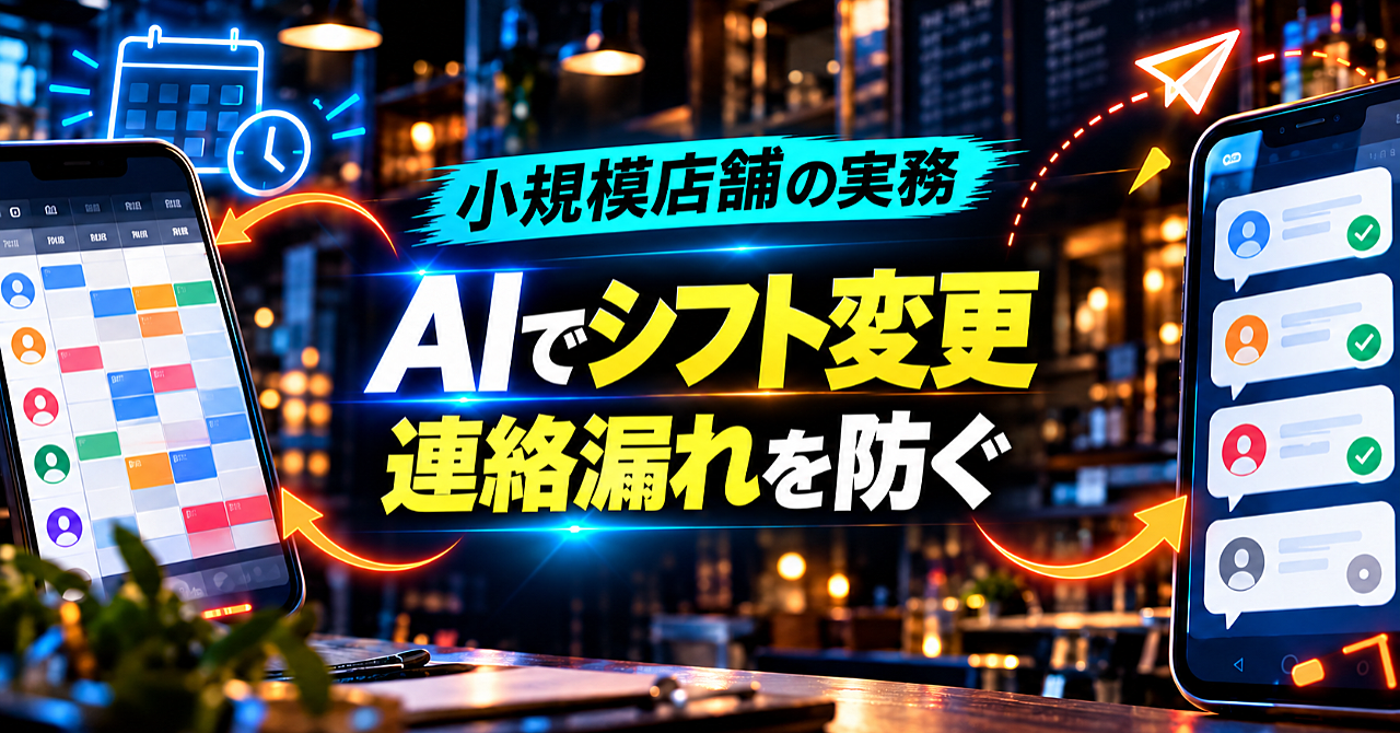 【AIでシフト変更の連絡漏れを防ぐ】欠員・代替・確定を分ける小規模店舗の連絡台帳のアイキャッチ画像