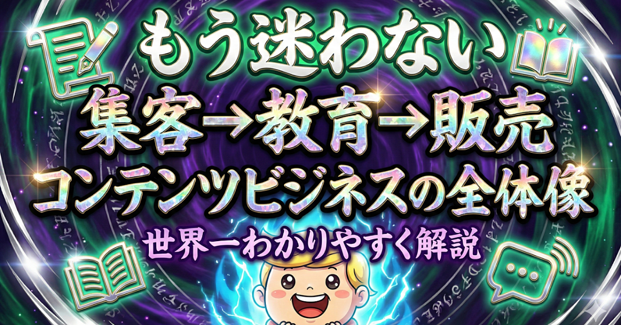 【集客→教育→販売】コンテンツビジネスの全体像を徹底解説【何をどうすれば稼げるのか？本質から分かる！】総文字数：8万字超
