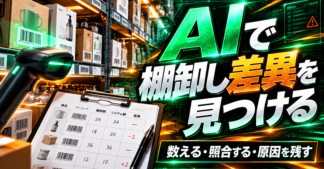 【AIで棚卸し差異を見つける】数える・照合する・原因を残す、小さな店舗の実務のアイキャッチ画像
