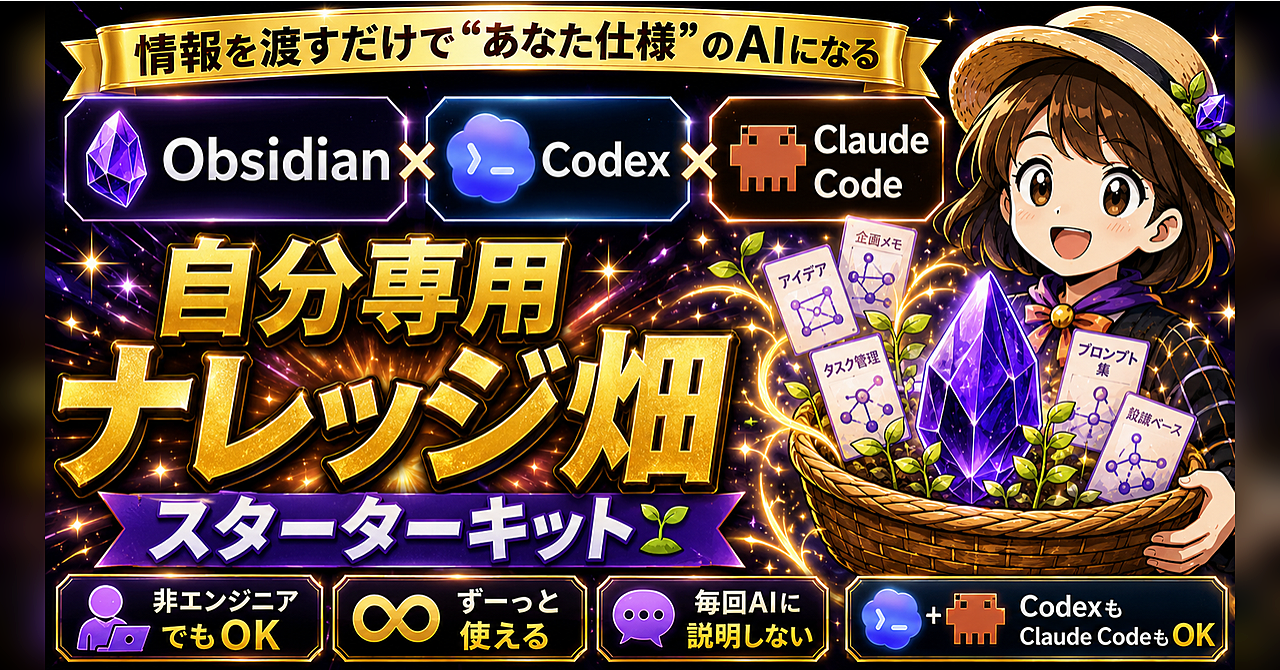 AIに渡すだけ！Obsidianで作る、ずっと使える「自分専用ナレッジ」スタータキット