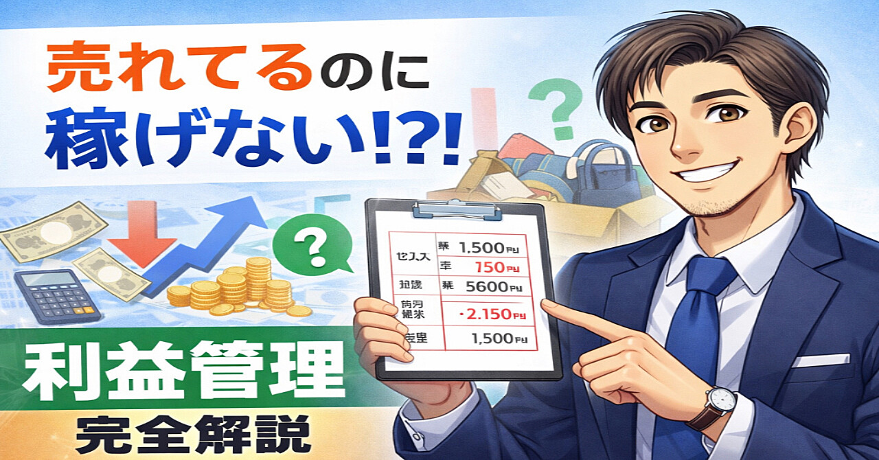 売れてるのに稼げない人へ
フリマ物販の「利益管理」完全解説
〜月+5万円を目指すための考え方〜