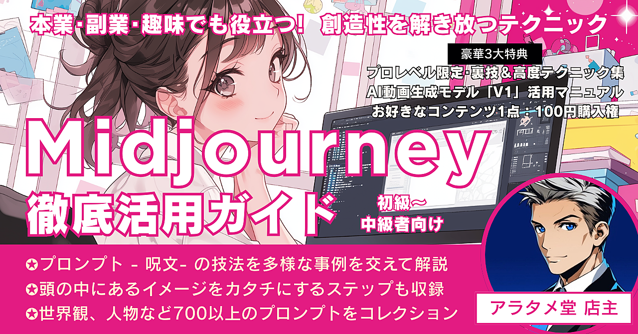 Midjourney徹底活用ガイド［初級〜中級者向け］本業・副業・趣味でも役立つ！創造性を解き放つテクニック