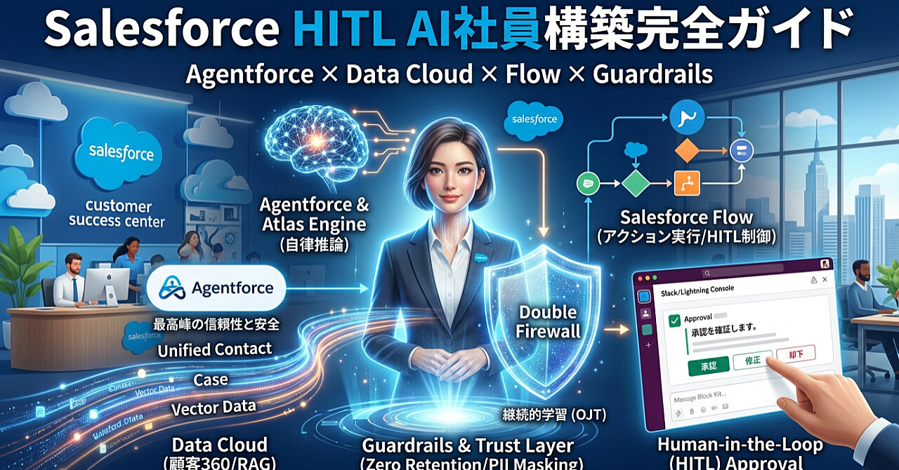 Salesforce環境「Agentforce × Data Cloud × Flow × Guardrails」による最高峰HITL(Human-in-the-Loop)AI社員構築のアイキャッチ画像