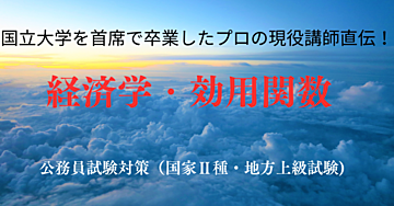 国立大学首席で卒業したプロの現役講師直伝!!ー「公務員試験対策(国家二種・地方上級試験対策)「経済学ー効用関数(限界効用)」