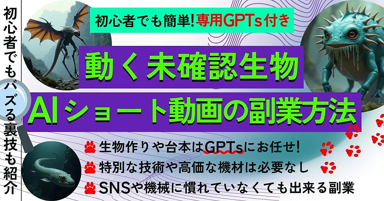 【動く未確認生物】AIショート動画の副業方法