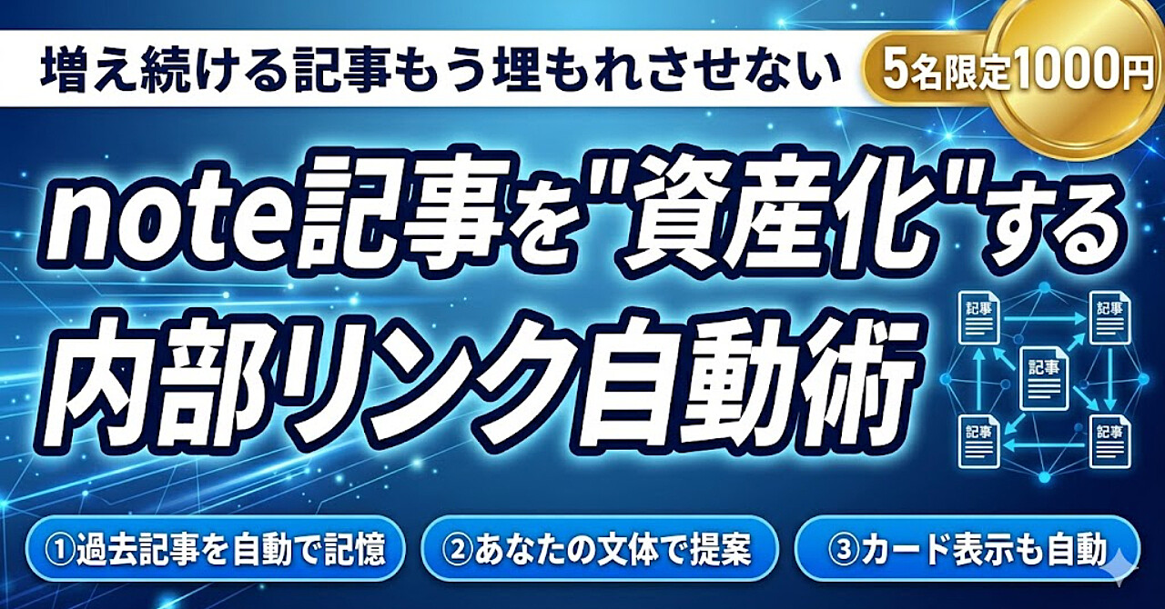【完全自動】増え続けるnote記事、もう埋もれさせない｜Claudeに過去記事を“記憶”させて内部リンクを自動で貼る方法
