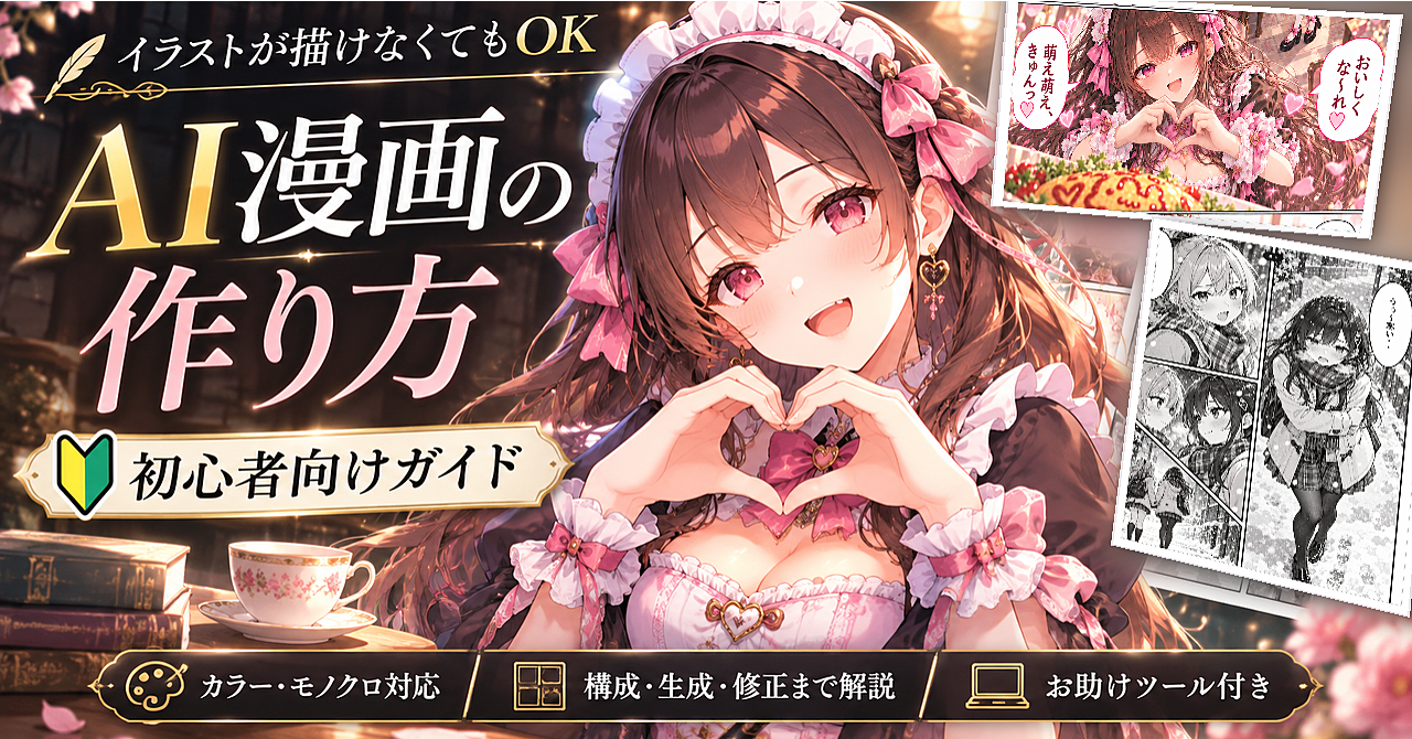 【初心者向け】ChatGPTでAI漫画を作る方法|実例・コマ割りツール付きのアイキャッチ画像