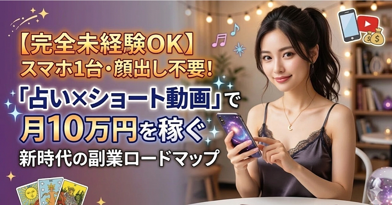 【完全未経験OK】スマホ1台・顔出し不要！「占い×ショート動画」で月10万円を稼ぐ新時代の副業ロードマップ