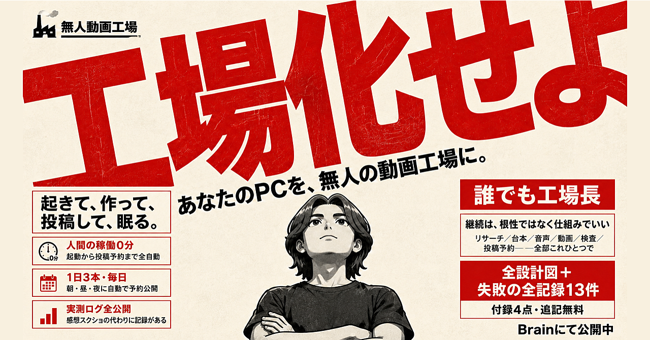 寝ている間に、AIが動画を作ってYouTubeに投稿している——「無人動画工場」の全設計図
