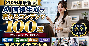 【2026年最新版】AI画像生成で売れるコンテンツ100選｜初心者でも作れる「画像・写真集・素材・プロンプト」の商品アイデア大全