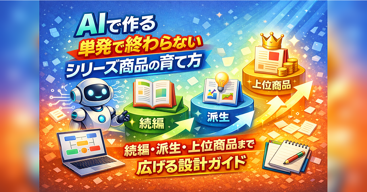 AIで作る 単発で終わらないシリーズ商品の育て方
Brain・noteで続編・派生・上位商品まで広げる設計ガイド