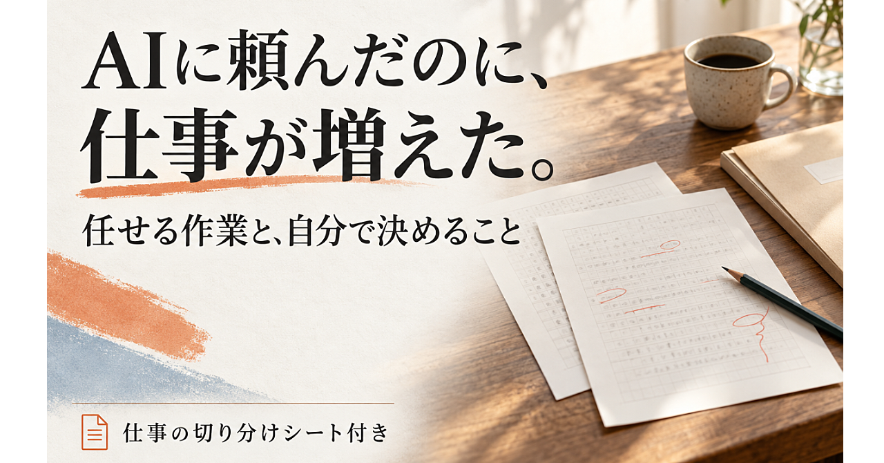 AIに頼んだのに、仕事が増えた。|任せる作業と、自分で決めることのアイキャッチ画像