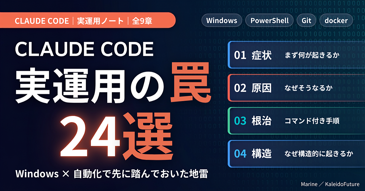 Claude Code 実運用の罠 24選 ― Windows×自動化で先に踏んでおいた地雷