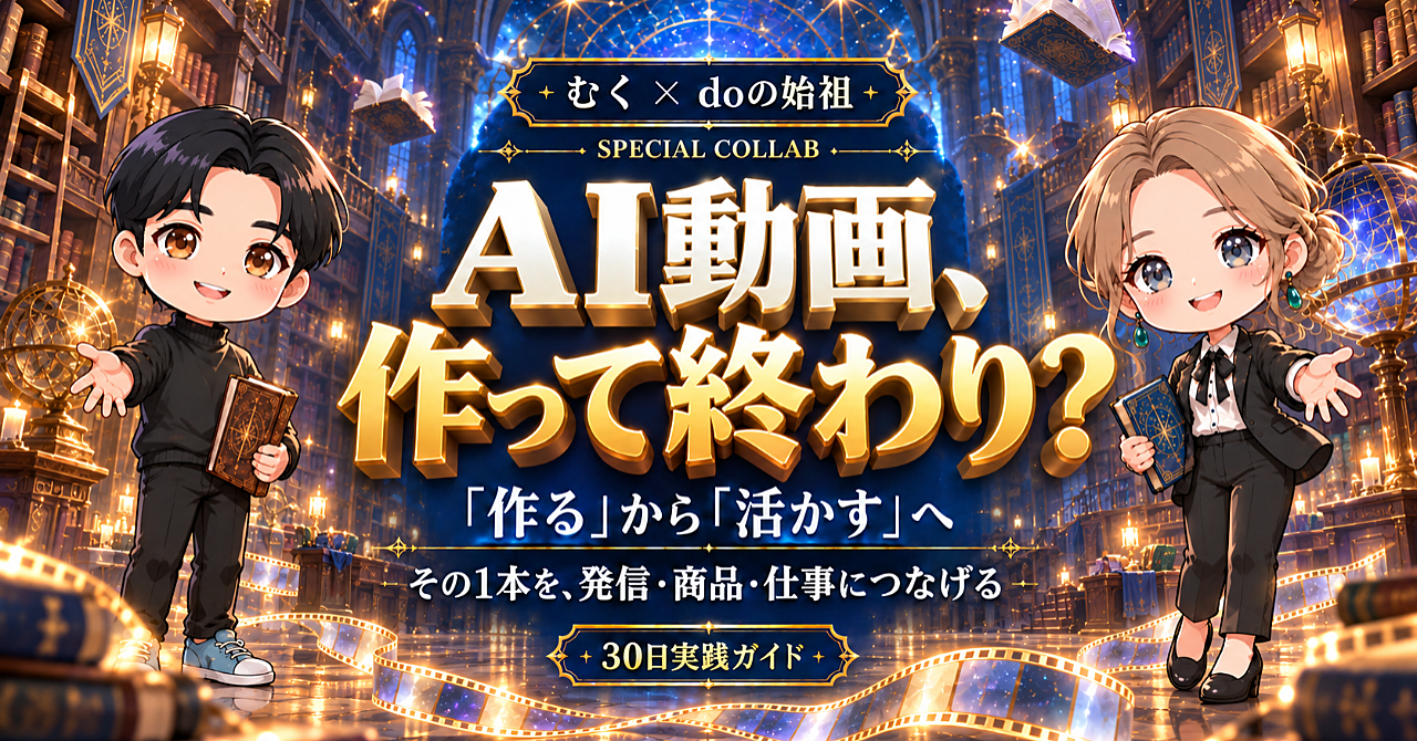 【購入者限定セミナー付】AI動画を"作る"から"活かす"へ | 作って終わりを卒業する教材のアイキャッチ画像