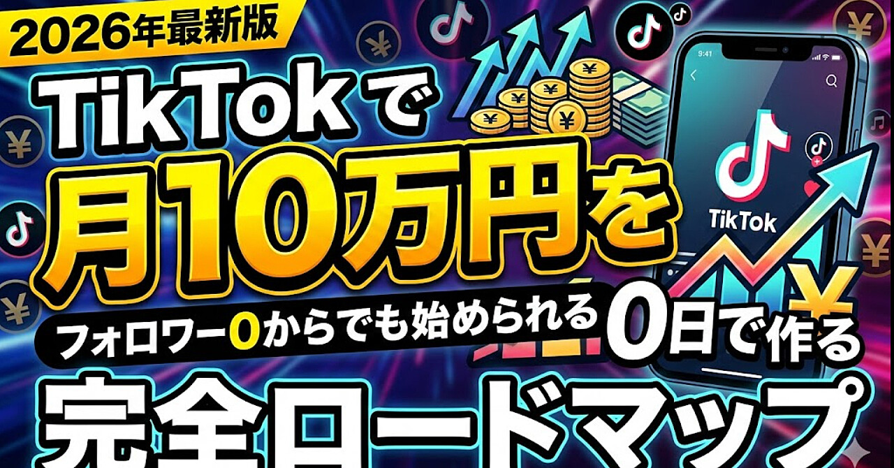 2026年版｜TikTok収益化の正解。フォロワー0から90日で月10万を「仕組み」で稼ぐ完全ロードマップ